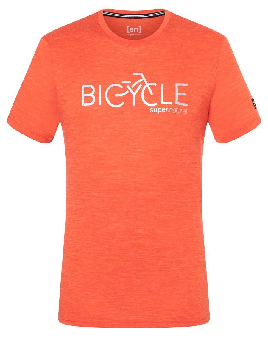 Super-Natural Infini Tee Orange- Male Merino Kurzarm-Shirts- Grsse S - Farbe Tangerine Tango Melange - Silver