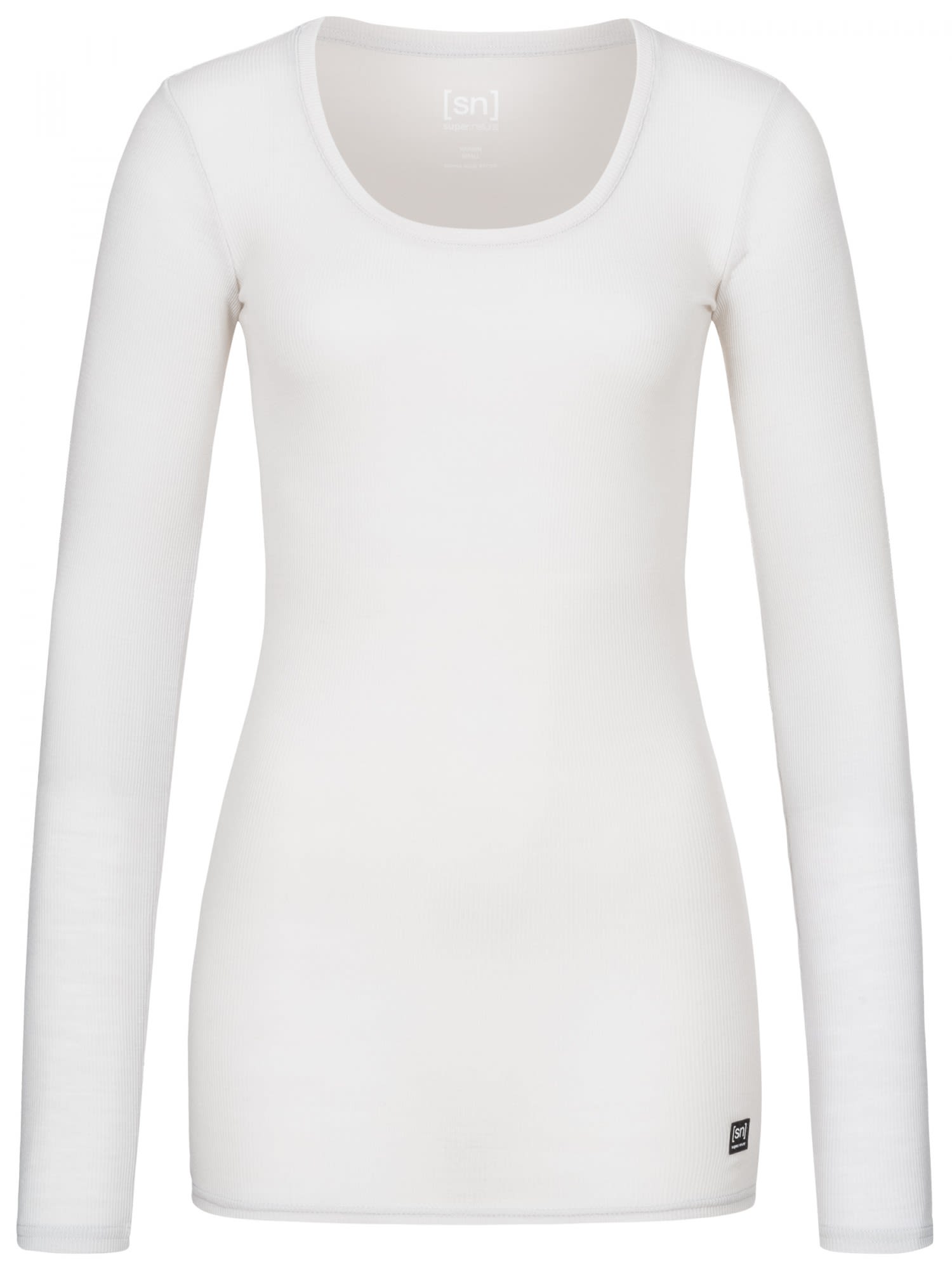 Super-Natural RIB Long-Sleeve Grau- Female Merino Langarm-Shirts- Grsse XS - Farbe Light Grey
