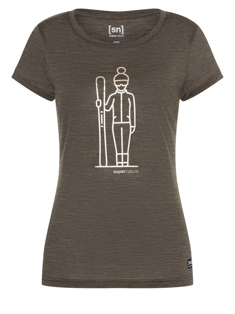 Super-Natural Skieuse Tee Braun- Female Merino Kurzarm-Shirts- Grsse S - Farbe Wren Melange - Gold