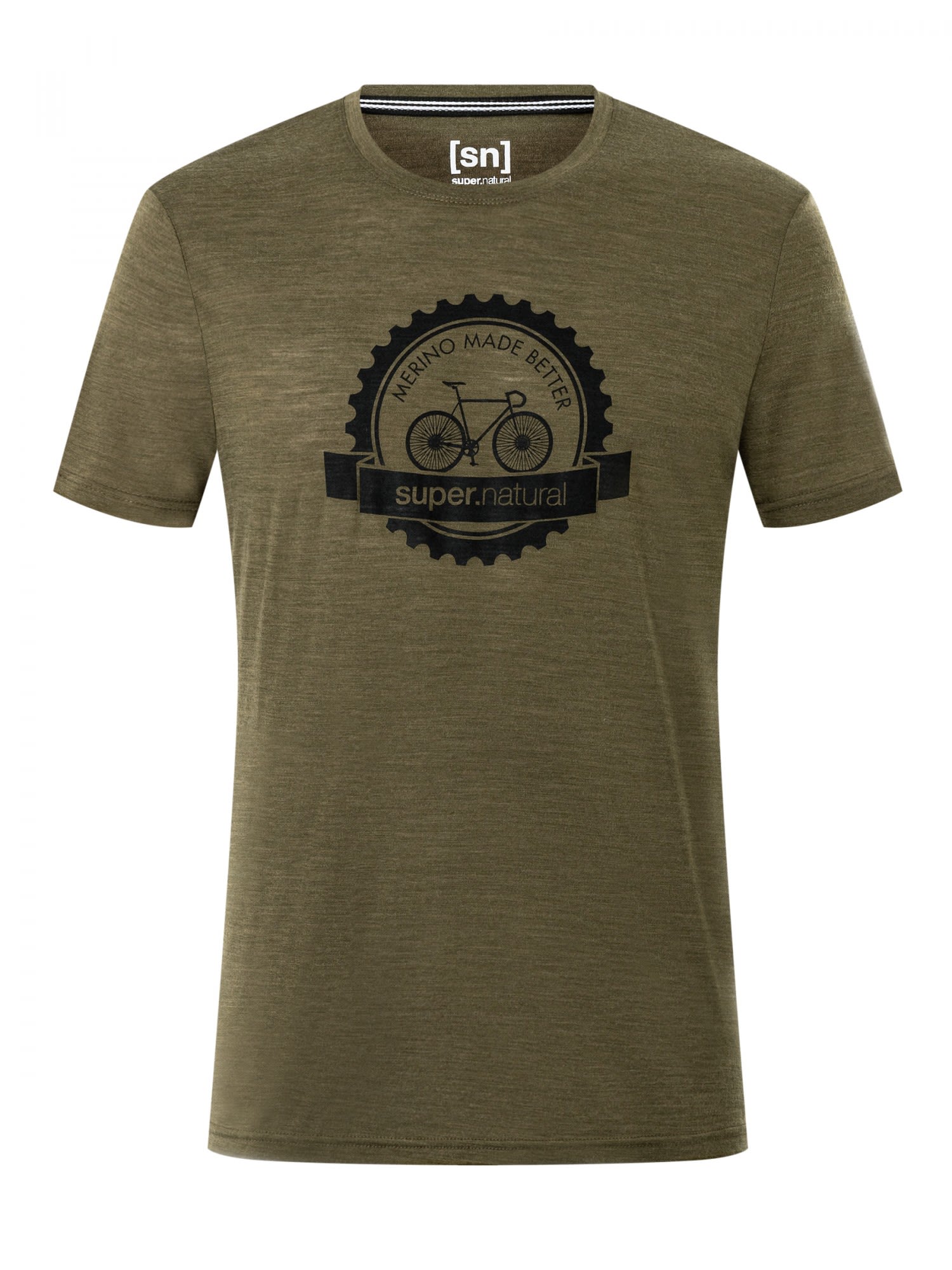 Super-Natural Sprocket Tee Grn - Oliv- Male Merino Kurzarm-Shirts- Grsse S - Farbe Olive Night Melange - Jet Black