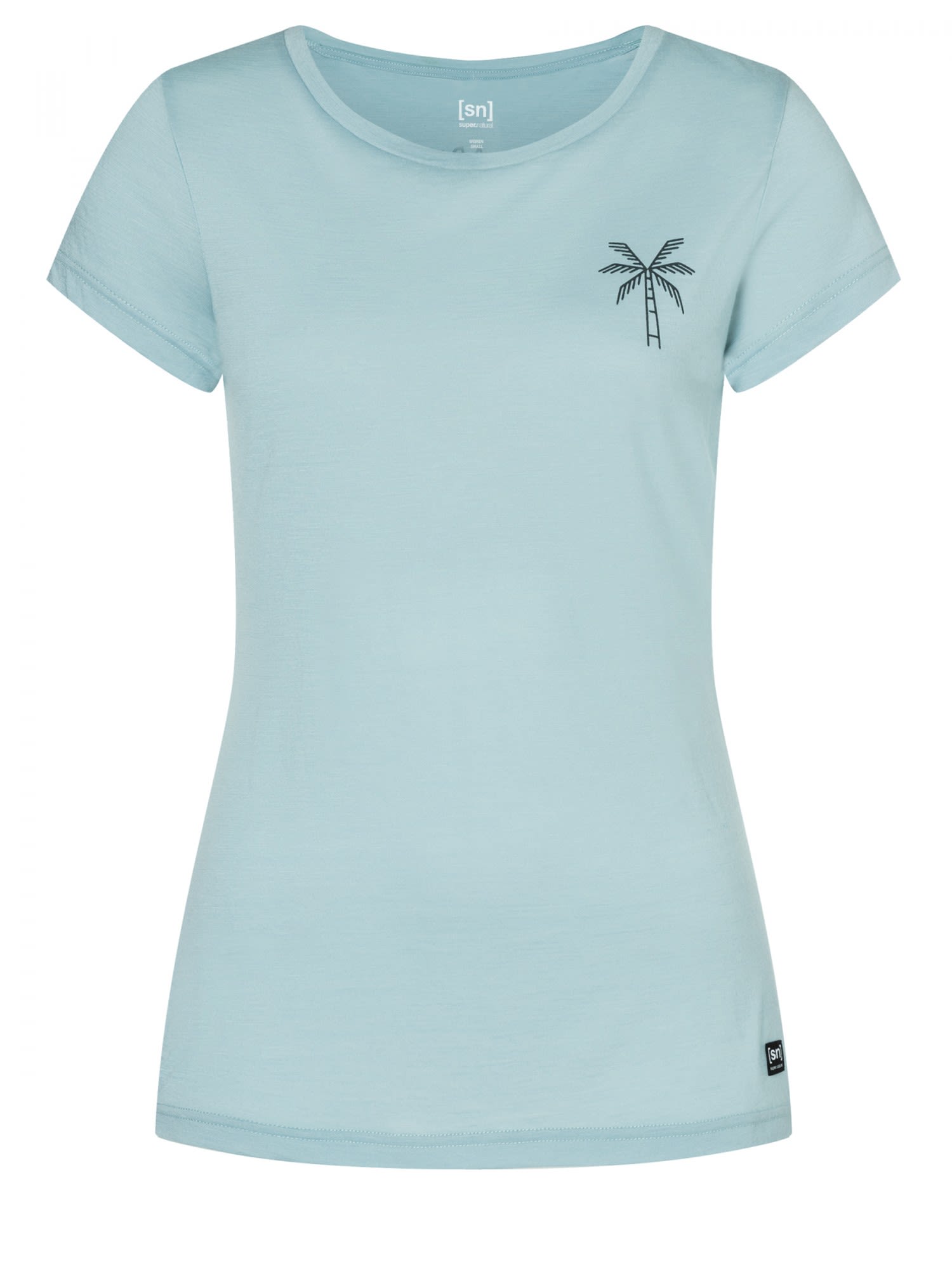 Super-Natural Tropical Adventure Tee Blau- Female Merino Kurzarm-Shirts- Grsse XS - Farbe Cloud Blue - Urban Chic