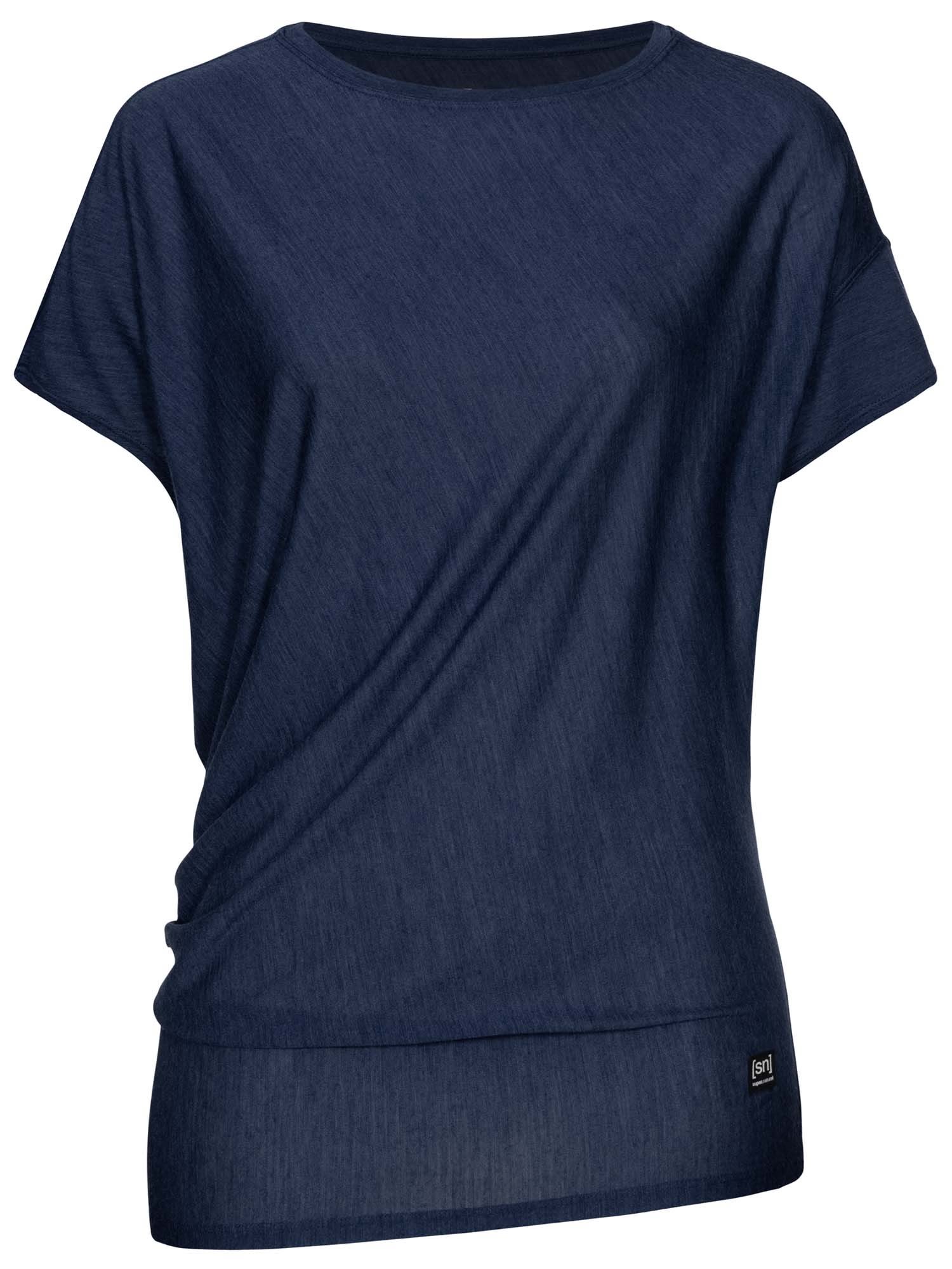 Super-Natural Yoga Loose Tee Blau- Female Merino Kurzarm-Shirts- Grsse XS - Farbe Blue Iris Melange