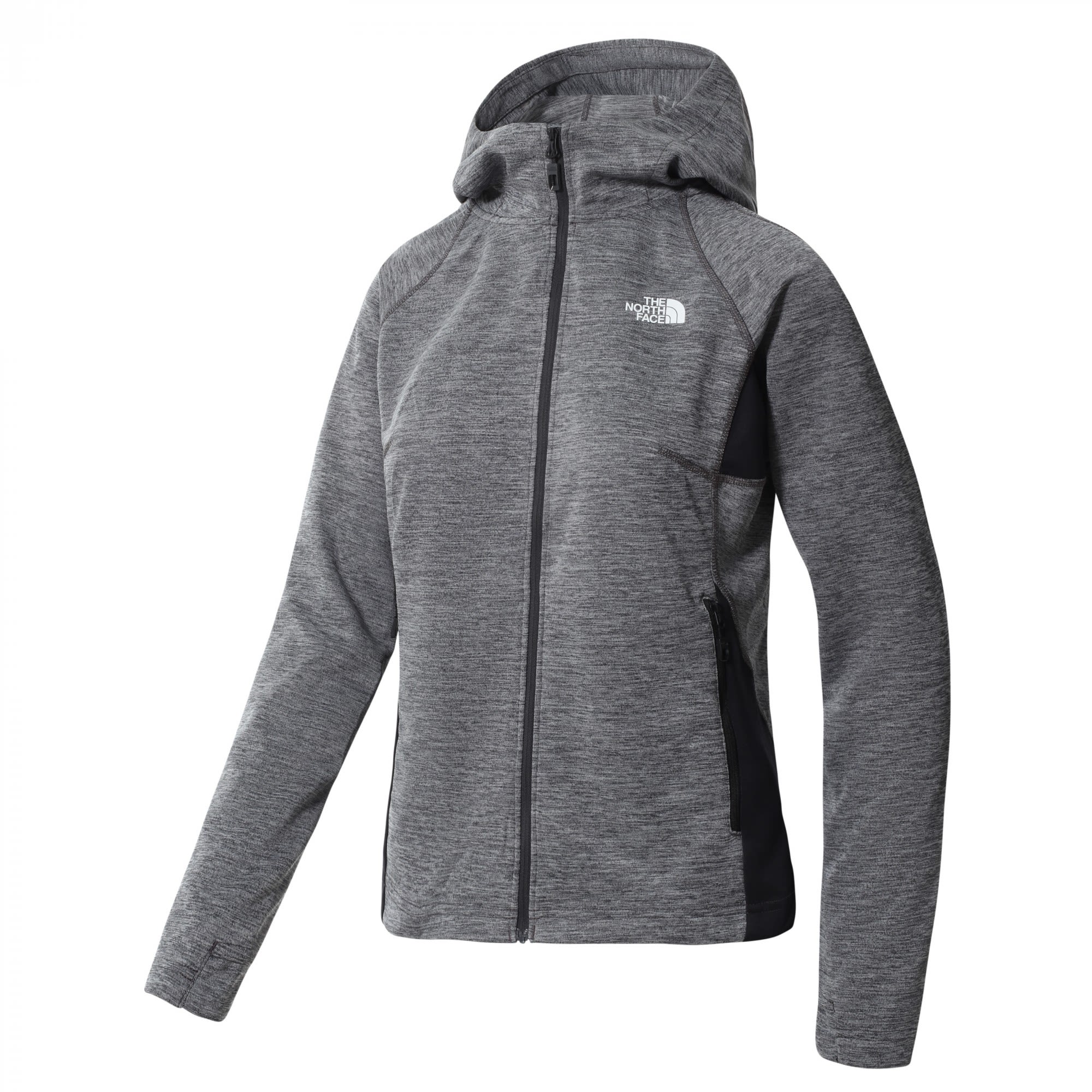The North Face AO Midlayer Fullzip Hoodie Grau- Female Sweaters und Hoodies- Grsse XS - Farbe Asphalt Grey White Heather - TNF Black Heather