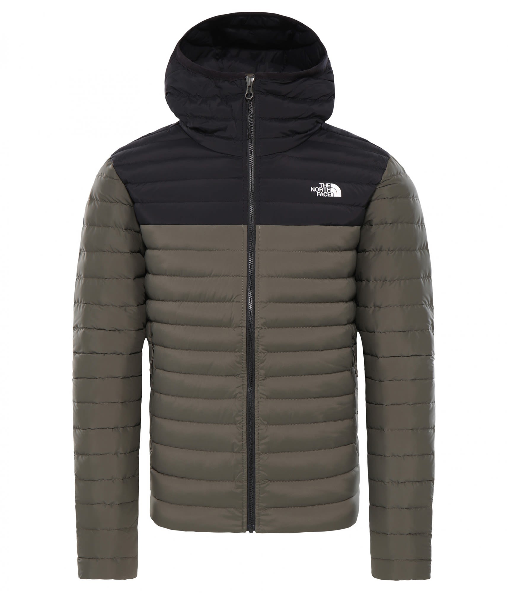 The North Face Stretch Down Hoodie Colorblock - Oliv- Male Daunen Ponchos und Capes- Grsse XL - Farbe New Taupe Green - TNF Black