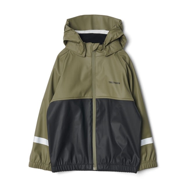 Tretorn Kids Rainbow Rain Jacket Colorblock - Grn - Schwarz- Regenjacken und Hardshells- Grsse 86 - 92 - Farbe Field Green